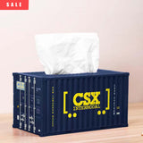 Banboring Blue-6 Shipping Container Model Tissue Box