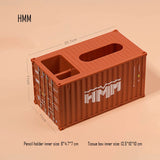 Banboring Brown Shipping Container  Pencil Holder&Tissue Box