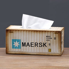Banboring D-White Vintage Iron Intermodal Container Tissue Box
