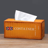 Banboring G-Orange Vintage Iron Intermodal Container Tissue Box