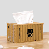 Banboring Khaki Shipping Container Model Tissue Box