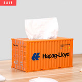 Banboring Orange Shipping Container Model Tissue Box