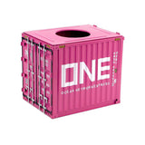 Banboring Pink Iron Intermodal Container Model Tissue Box-Square