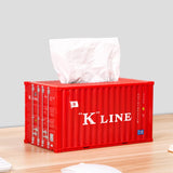 Banboring Red Shipping Container Model Tissue Box