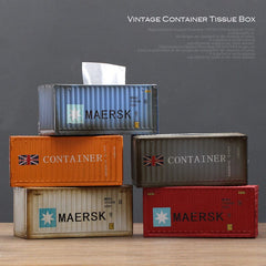 Banboring Vintage Iron Intermodal Container Tissue Box