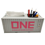 Banboring White Shipping Container Pen Holder&Tissue Box 1:20