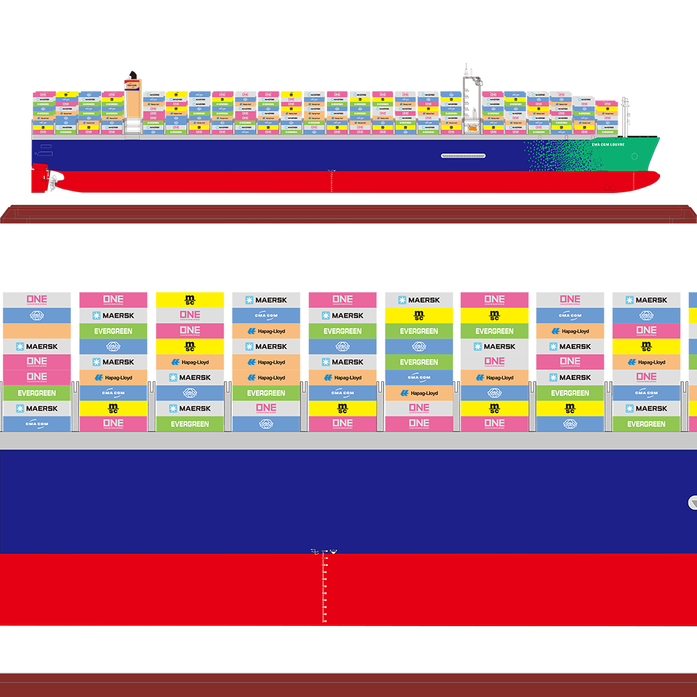 Customization 45cm Container Ship Model (Scale 1:888)